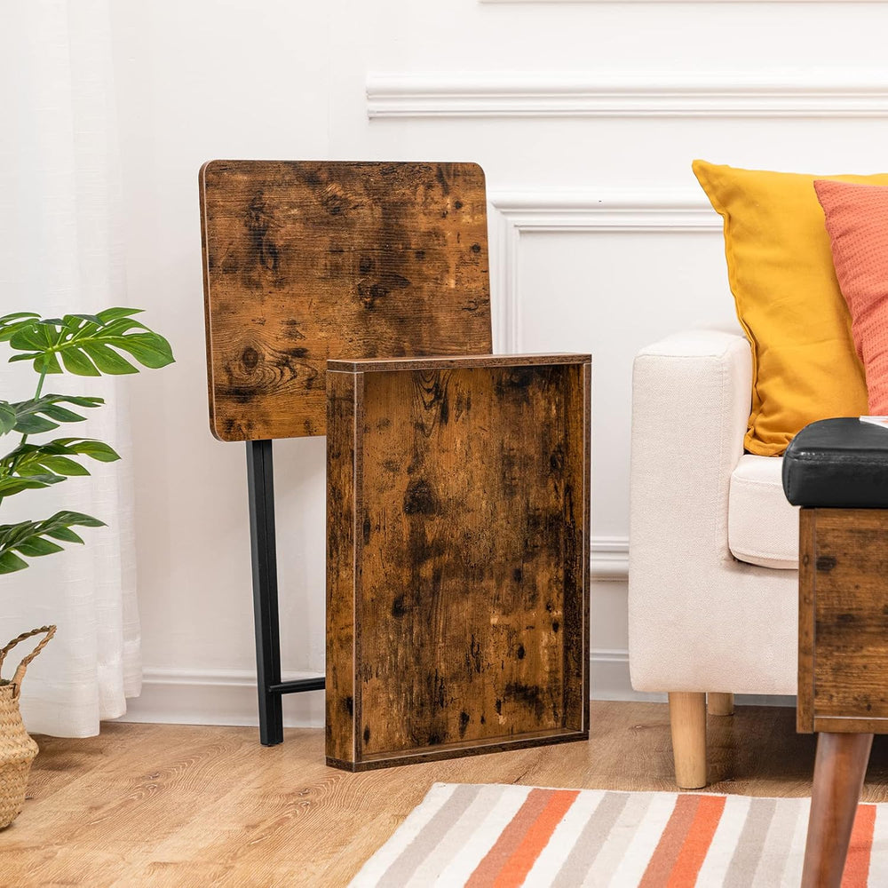 HOOBRO TV Tray Table, Folding Table with Removable Serving Tray, Stable TV Tr...