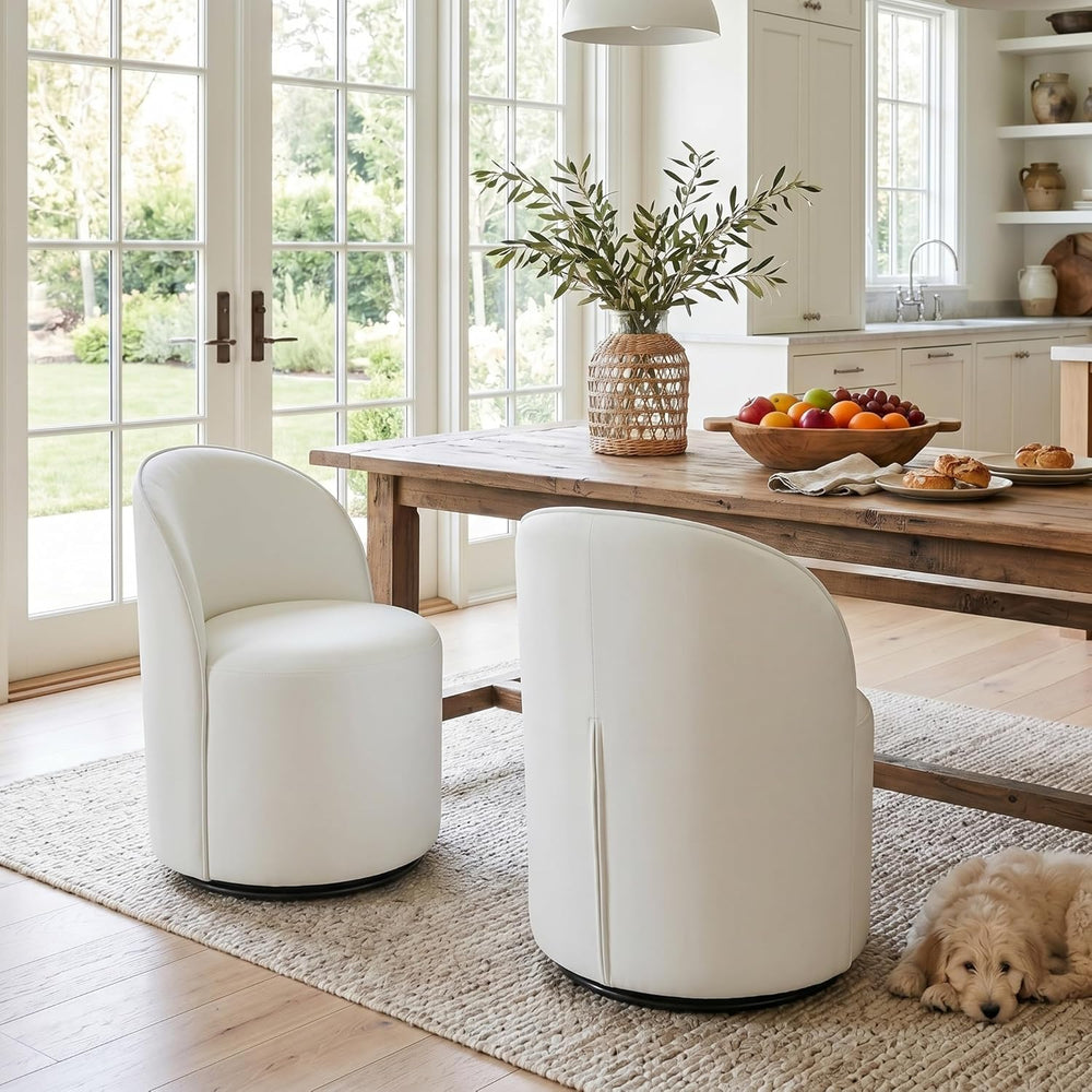 HNY Upholstered Swivel Dining Chairs Set of 6, Mid Century Modern Kitchen Rou...