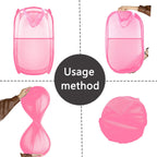 Collapsible Pop Up Laundry Hamper, Extra Large Mesh Foldable Laundry Basket, 28" x 16" x 16"(Pink)