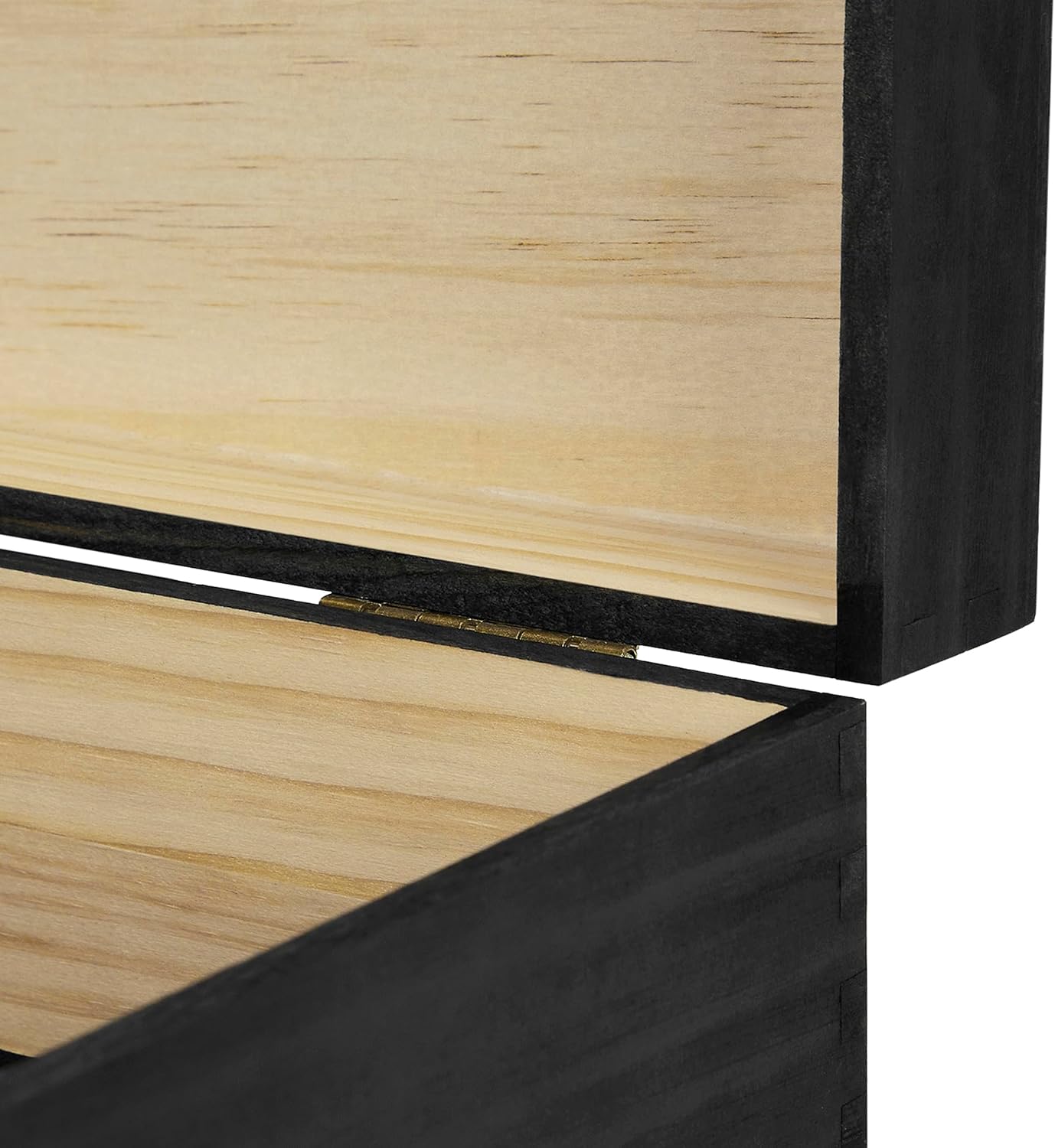 makerflo XL Black Pine Wood Memory Box with Black Felt Inside, Hinged with Clasp, Keepsake Wooden Box Ideal for Craft and Personalization (Laser Engraving, Epoxy, UV DTF, and Vinyl) – Pack of 12