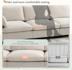 Ball & Cast Oversized Modular L Shaped Sectional Sofa W/Movable Ottoman and USB Ports,5 Seater Chenille Couch W/ 2 Armrest Pillows,Side Pocket & Folding Table,for Living Room,Apartment,Beige,130"