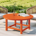 Costaelm Patio Conversation Table, Tatio Accent HDPE Outdoor Weather Resistant, Round Outdoor Porch Balcony Patio Drink Table for Outside, Pool, Backyard, Orange