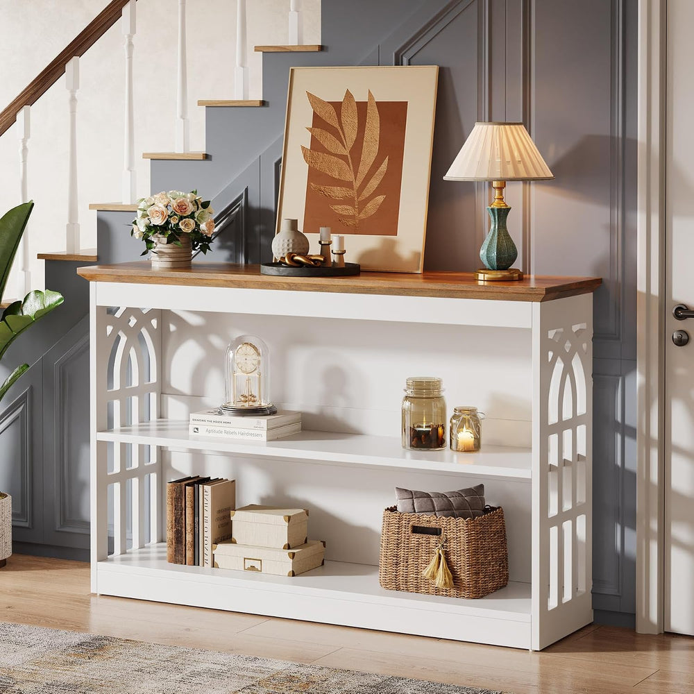 Tribesigns Modern Console Table for Entryway, 41.34-Inch White Sofa Table Beh...