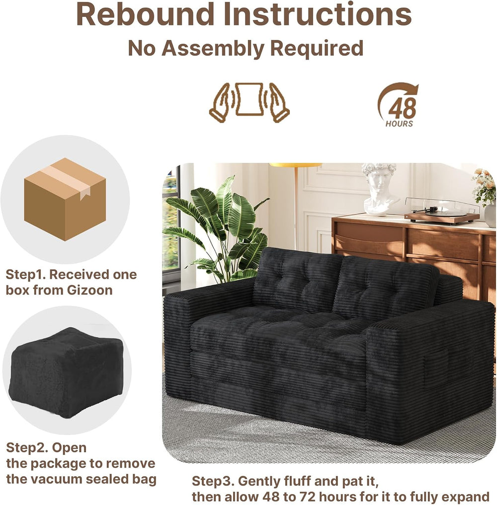 Gizoon Couch Bed Small Floor Couch 59" Convertible Sleeper Sofa | Foldin...