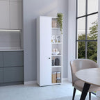 Modern Kitchen Pantry, White Storage Cabinet with 5 Shelves, Engineered Wood, for Dining Room, Easy to Clean
