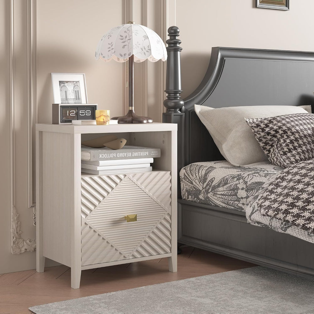 3imothrix End Table Set of 2 with Charging Station, Modern Nightstand with Do...