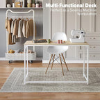 WOHOMO Folding Desk, Small Foldable Desk 47.2" for Small Spaces, Space Saving Computer Table Writing Workstation for Home Office, Easy Assembly, Oak