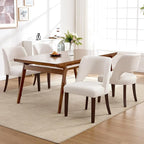 Dining Chair Set of 8,Modern Dining Room Chairs with Thick Cushions,Upholstered Linen Fabric Kitchen Chairs for Kitchen Dining Room Beige