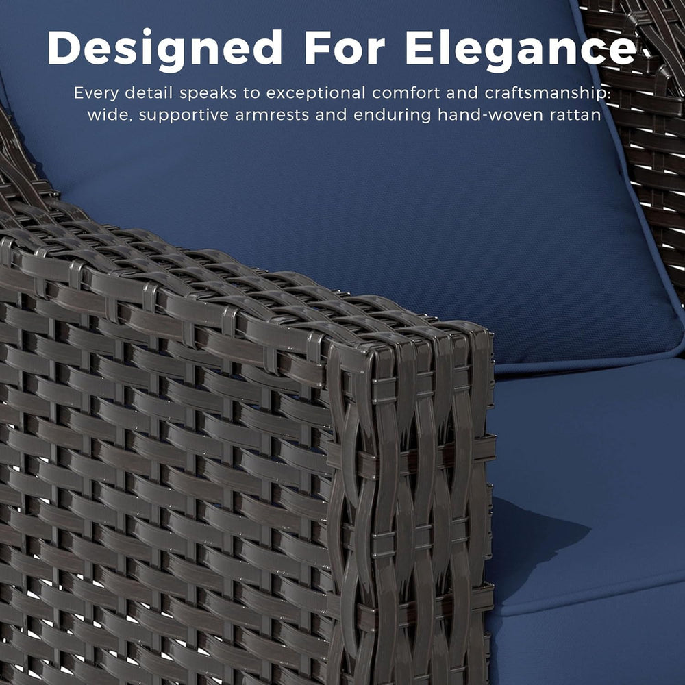 Outdoor Furniture Swivel Chair, Patio Glider Wicker Rocker Seating with Cushi...