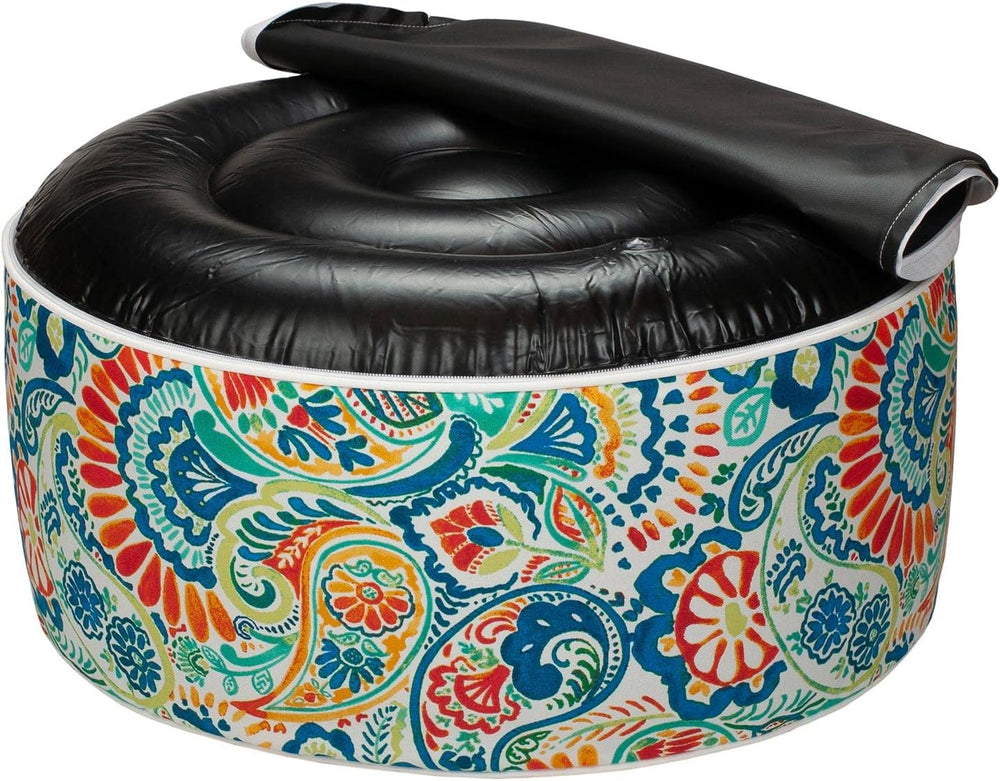 Magpie Fabrics Inflatable Stool Ottoman Pouf D20 xH9, Outdoor Round Footrest ...