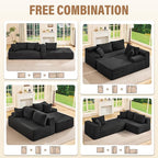 Hobestluk Modular Sectional Sofa Couches L-Shape Couch 3 Seat Modular Sofa Memory Foam Sectional Couches for Living Room, Cloud Couch with Oversized Chaise (Right Facing)