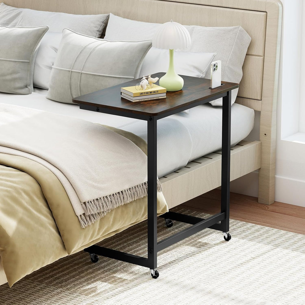 GOFLAME Rolling C Shaped End Table, Couch Sofa Side Table with Wheels, Phone ...