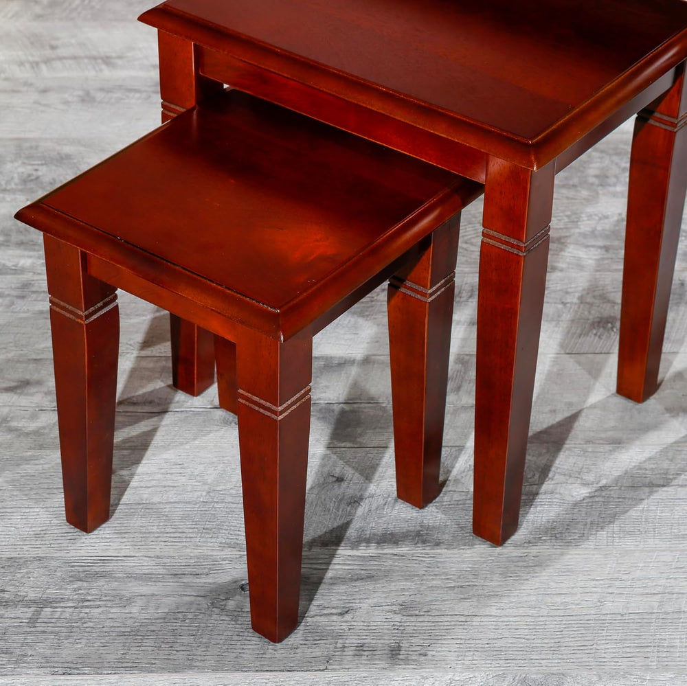 Cherry 3-Piece Nesting Table Set, Multi-Functional Side Tables, Easy to Arran...