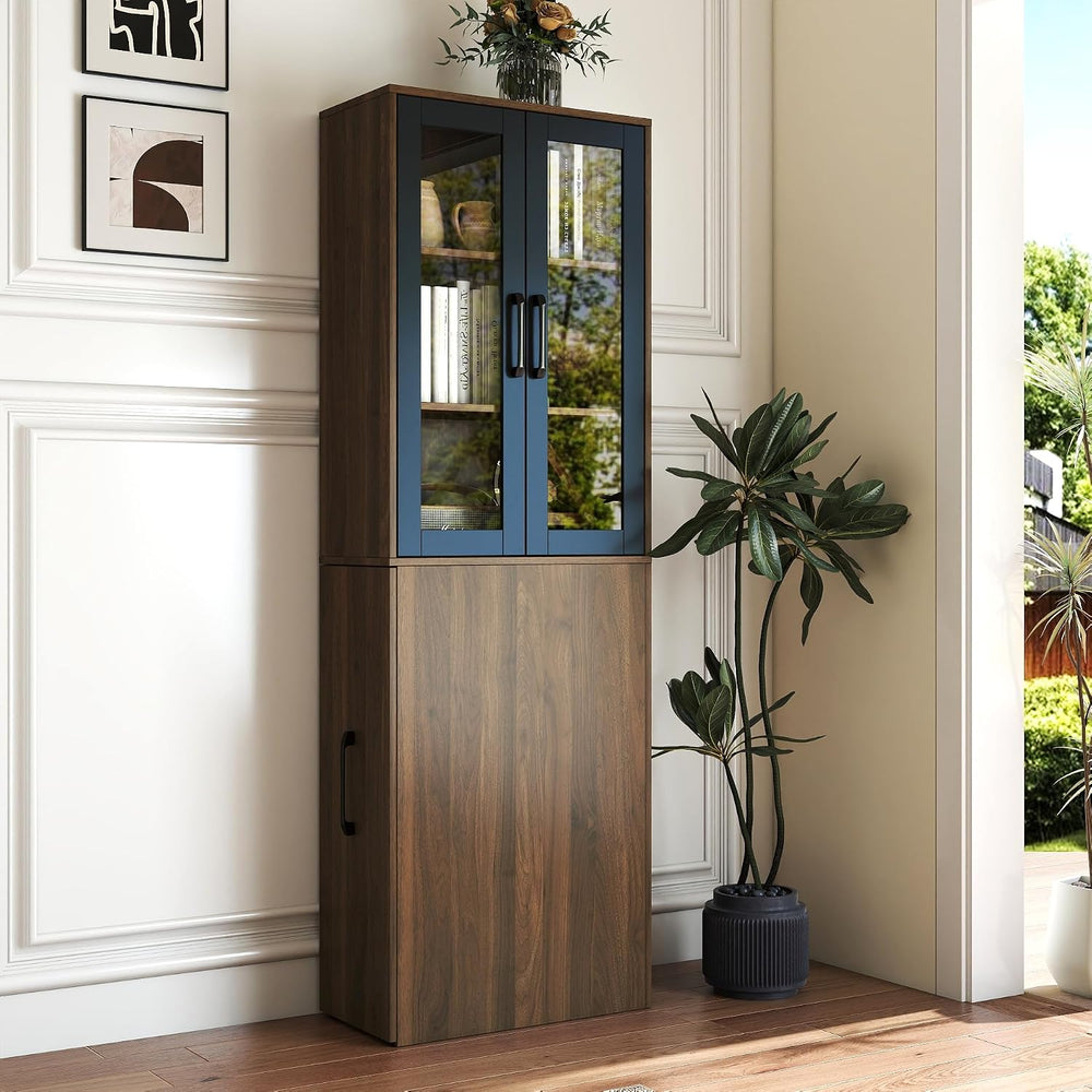 70.9" H Display Storage Cabinet , 4 Tier Multi-functional Pull-out Multi...