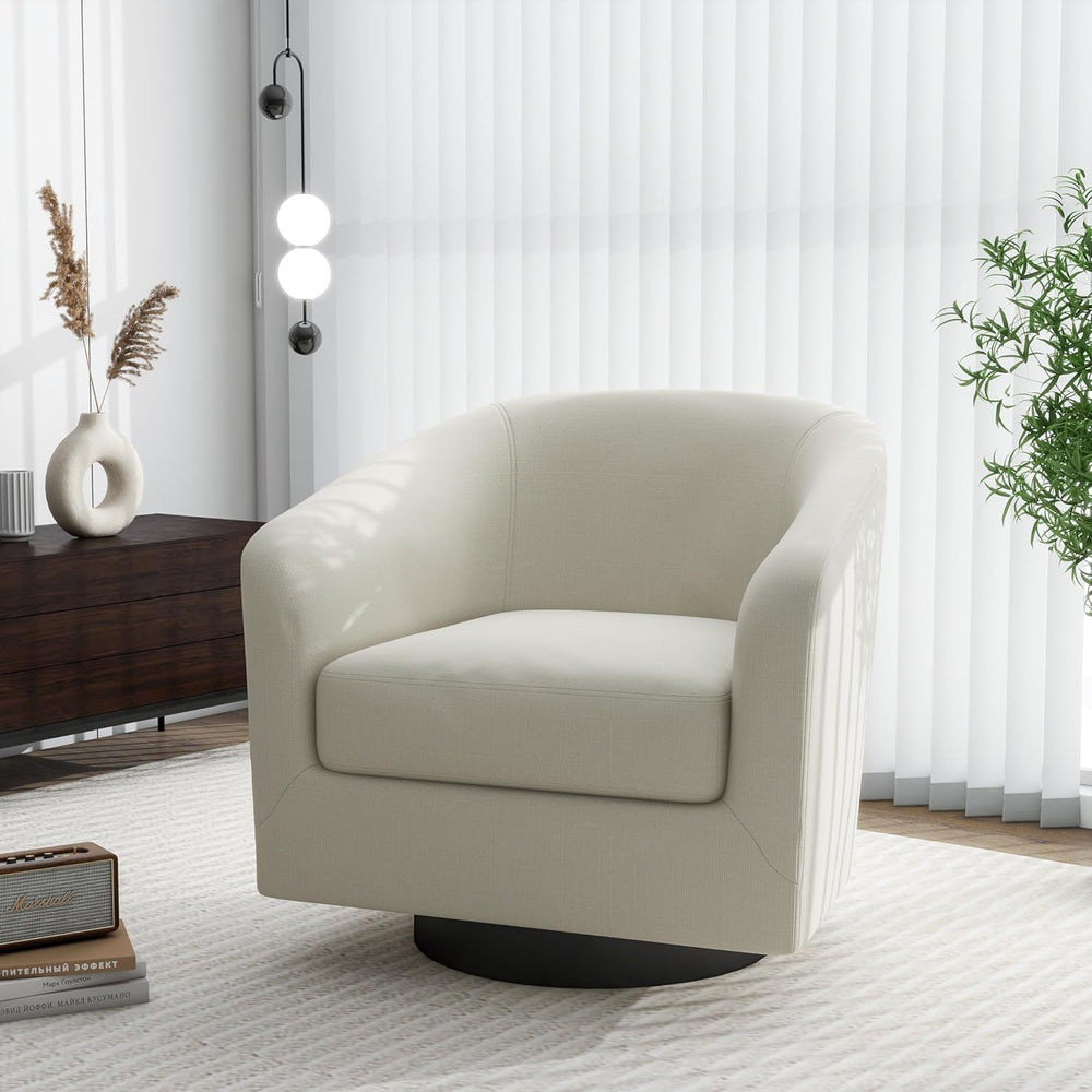 Swivel Barrel Accent Chair, Modern Round Chenille Fabric Arm Chair for Living...