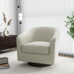 Swivel Barrel Accent Chair, Modern Round Chenille Fabric Arm Chair for Living Room, Bedroom, Comfy Club Reading Chairs for Adults
