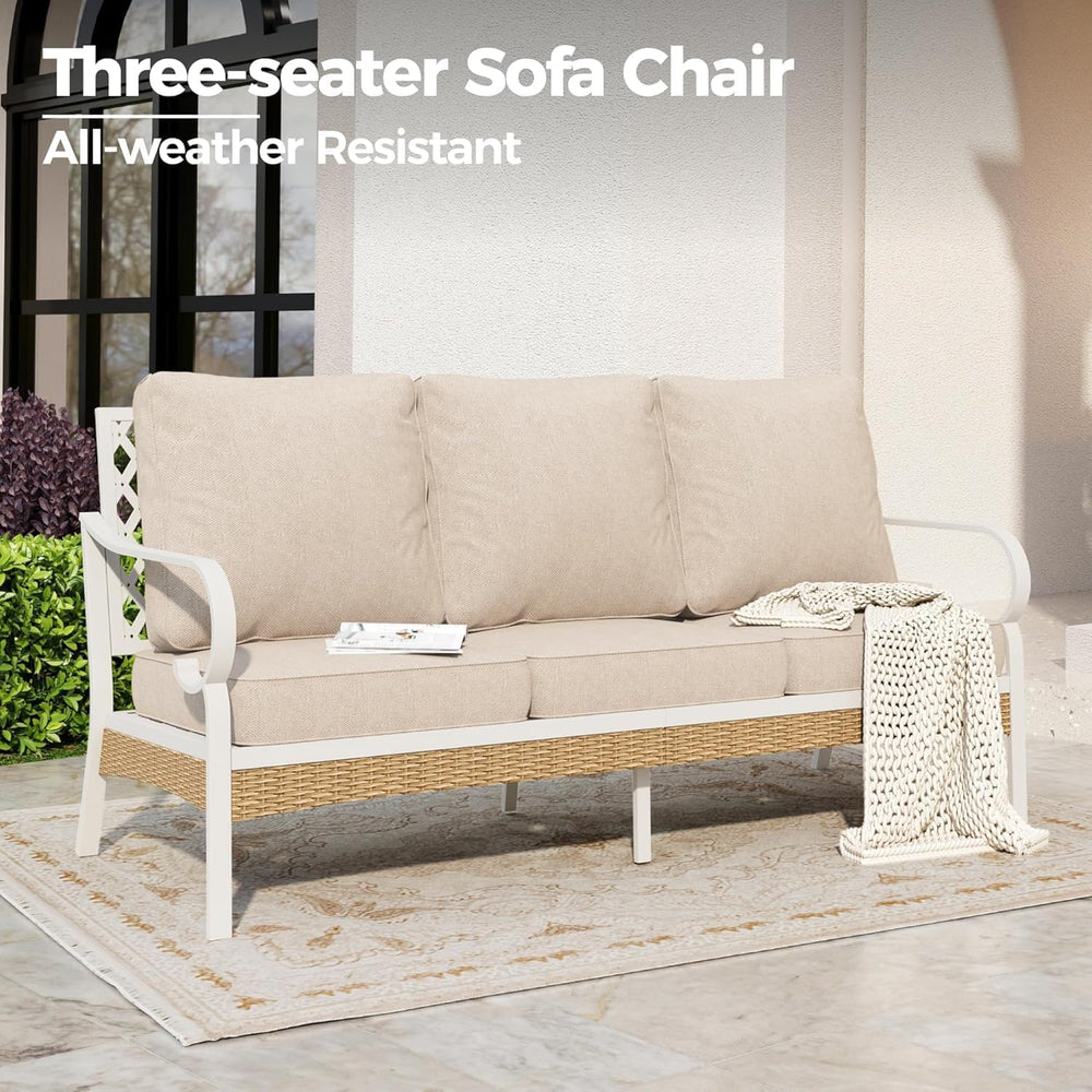 SUNSHINE VALLEY Metal Patio Furniture Sofa with 5.75" Extra Thick Cushio...