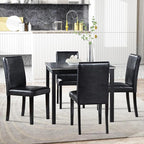 KEIKI 5-Piece Standard Height Dining Table Set with Square Table and 4 Upholstered Chair, for 4 Person, Classic Crystal Decoration Wood Table Set, Easy Assembly, for Kitchen, Dining Room, Black