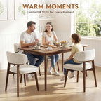 Dining Chairs Set of 2, Modern Upholstered Dining Chairs, Wooden Kitchen Chairs for Dining Room with Ergonomic Curved Backrest