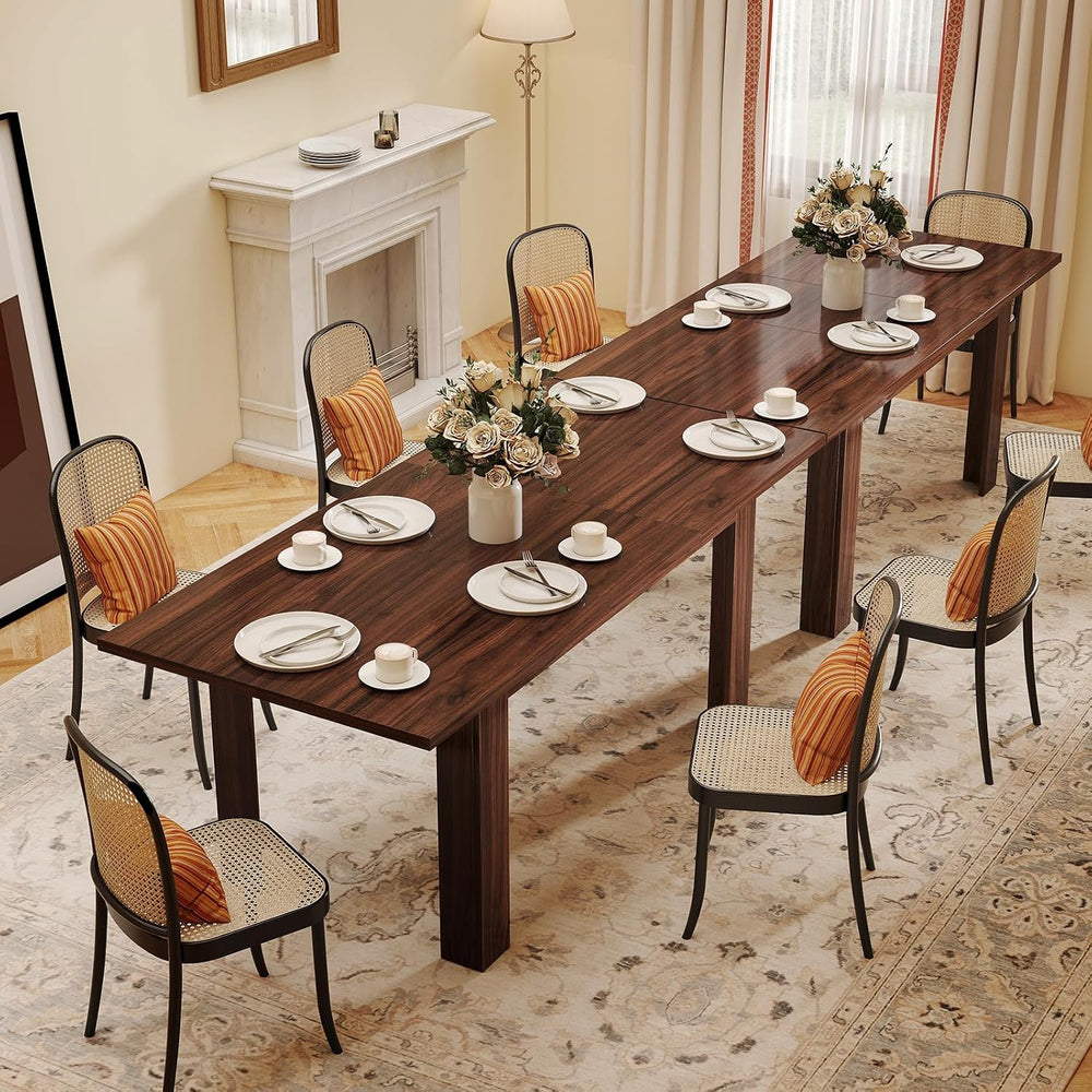 Miereirl 59"–77" Extendable Farmhouse Dining Table for 6–8, Space-S...
