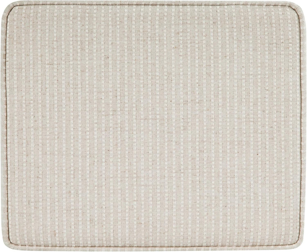 HomePop Home Decor | Upholstered Modern Rectangular Storage Ottoman | Hinged Lid Ottoman with Storage for Living Room & Bedroom, White Woven Stripe