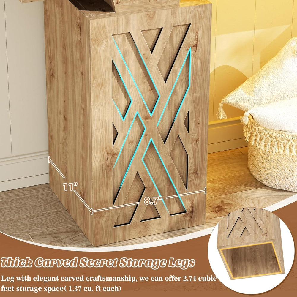 iSunirm 47.2" Extra Thick Entryway Table with Hollow Carved Storage Legs...