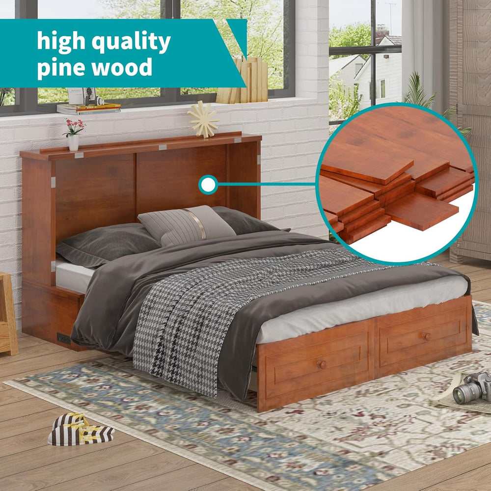BALUS Murphy Bed, Queen Cabinet Bed, Modern Adults Guest Room Murphy Chest Cu...