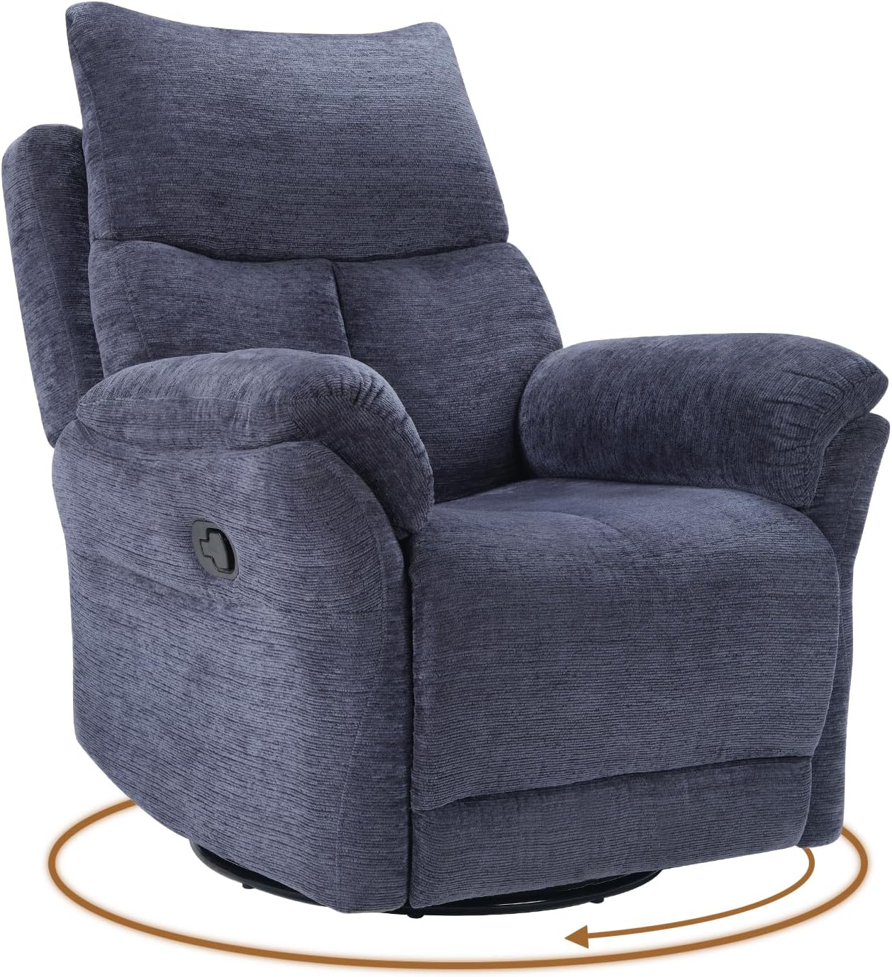 ANJ Swivel Glider Recliner, Manual Nursery Rocking Chair, Blue | Upholstered glider chair with 360° swivel, padded cushion, ideal for nursery, bedroom and living room breastfeeding & reading