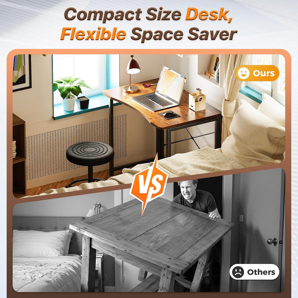 Huuger Folding Desk for Small Spaces, 31.5 Inch Foldable Computer Table | Eas...