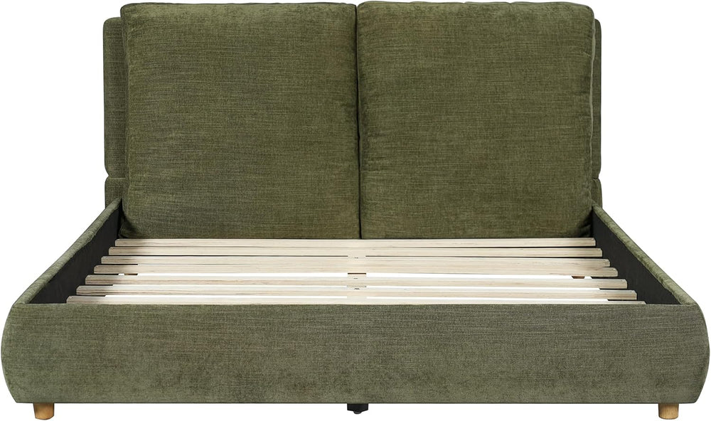 Queen Size Bed Frame, Upholstered Cloud Linen Platform Beds Frames