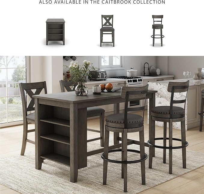 Signature Design by Ashley Caitbrook 30" Farmhouse Bar Height Upholstere...