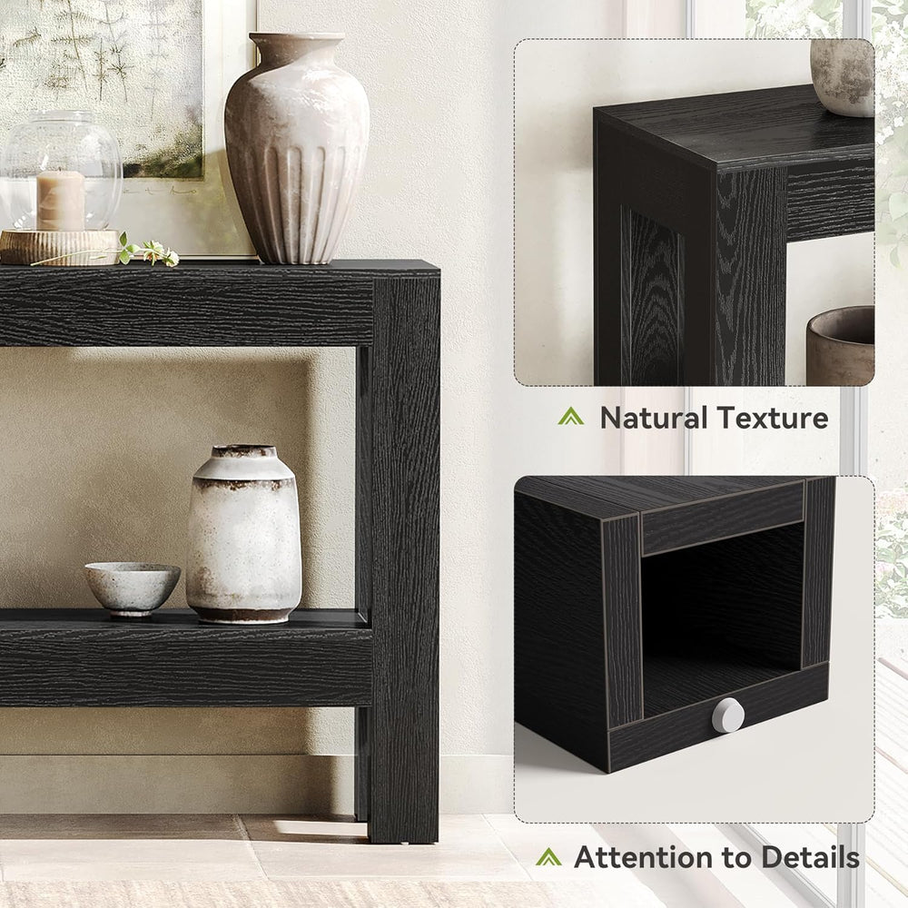 LITTLE TREE 63-Inch Black Console Table for Entryway, Narrow Long Wooden Entr...