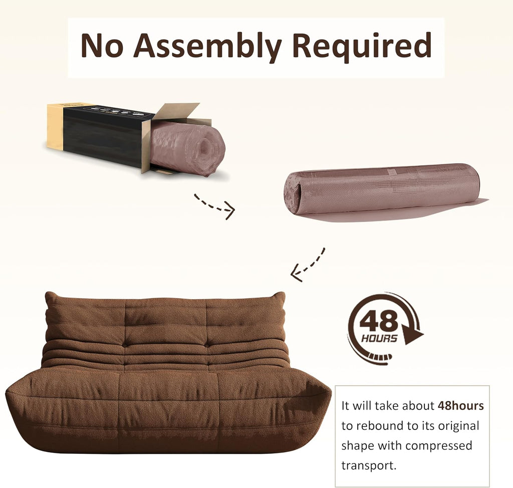 Giant Bean Bag Chair for Adult, Cozy Boneless Fireside Accent Loveseat Chair,Memory Foam Floor Sofa, Comfy Lounge Couch for Bedroom Small Living Room Apartment Daily Relax(Coffee,Loveseat)