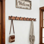 SKOLOO 43-Inch Wood Coat Rack Wall Mount with 8 Triple Hooks - Ideal for Family Entrances, Classrooms, and Pet Supplies Storage - Perfect Coat Hooks for Wall,Charred Golden Brown