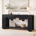 IBF Black Oak Console Table, 63” Long Wood Entryway Table with Storage | 2-Tier Modern Sofa Table Behind Couch for Home Living Room, Rectangular Entry Table for Hallway Entrance Foyer Front Door