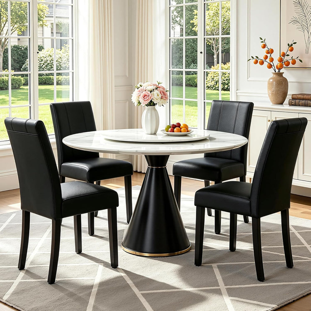 CHUN YI Dining Chairs Set of 4, Faux Leather Dining Room Chairs, Upholstered ...