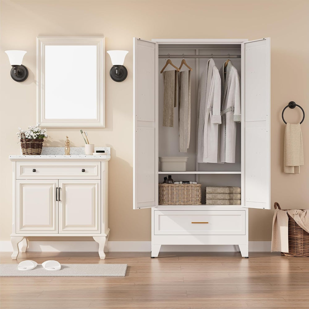 Metal Armoire Wardrobe Closet, Bedroom Armoires with Drawers | 71'' M...