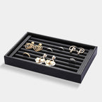 Velvet 7 Slots Ring Earrings Trays Showcase Display Jewelry Organizer (PU Leather)