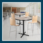 OEF Furnishings OEFCT13636XBGY Premium Commercial-Grade Restaurant and Breakroom Cafe Table (Round, 36 in Diameter, 42 in Bar Height, X-Base, Black Frame, Gray Nebula Laminate)