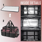 Wearable Cleaning Caddy, Cleaning Caddy Supplies Organizer with Handle & Shoulder Straps for Housekeepers, Under Sink & Car Cleaning Tool Organizers Bag with 4 Foldable Divider (LotusPink)
