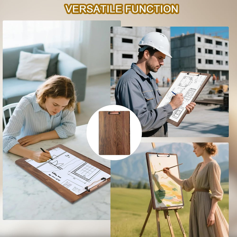 Walnut Wood Clipboard, Drawing Clip Board & Lap Easel, 16.5 x 11.8 inch, ...