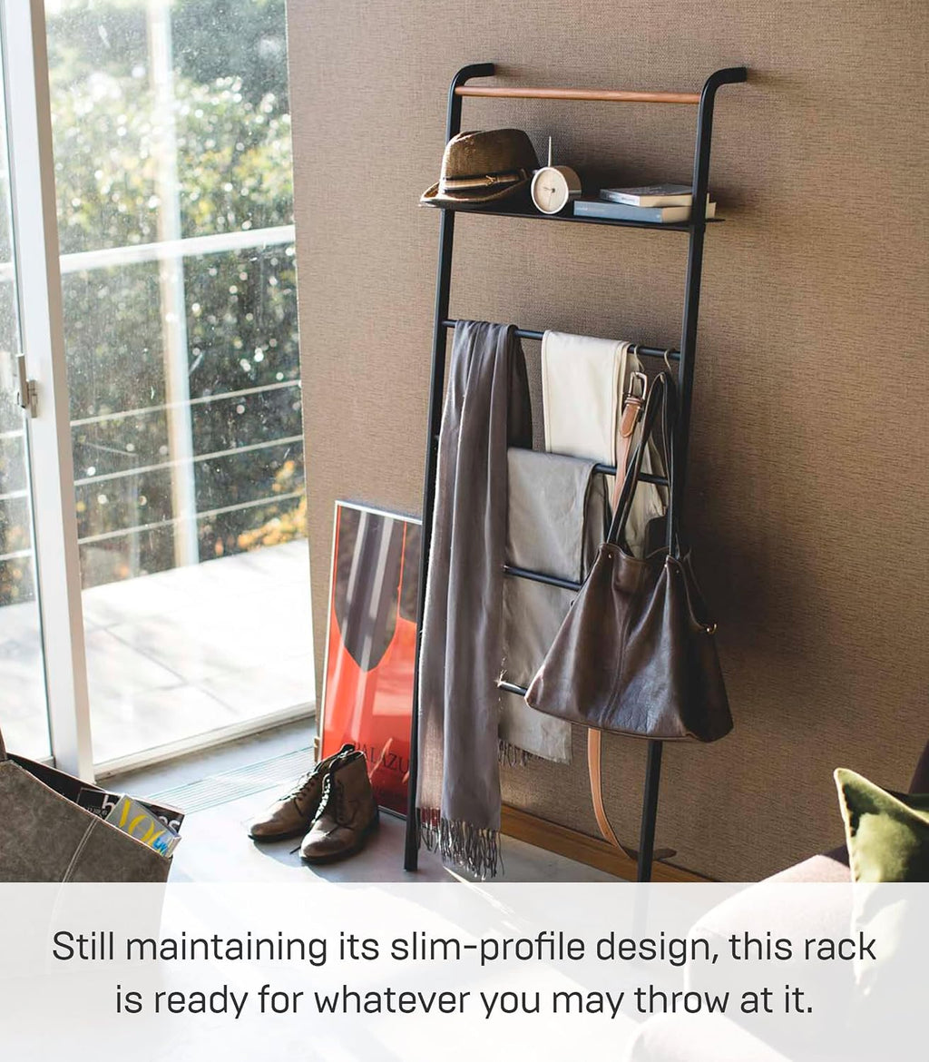 Yamazaki Home Leaning Ladder with Shelf, Space Saving
