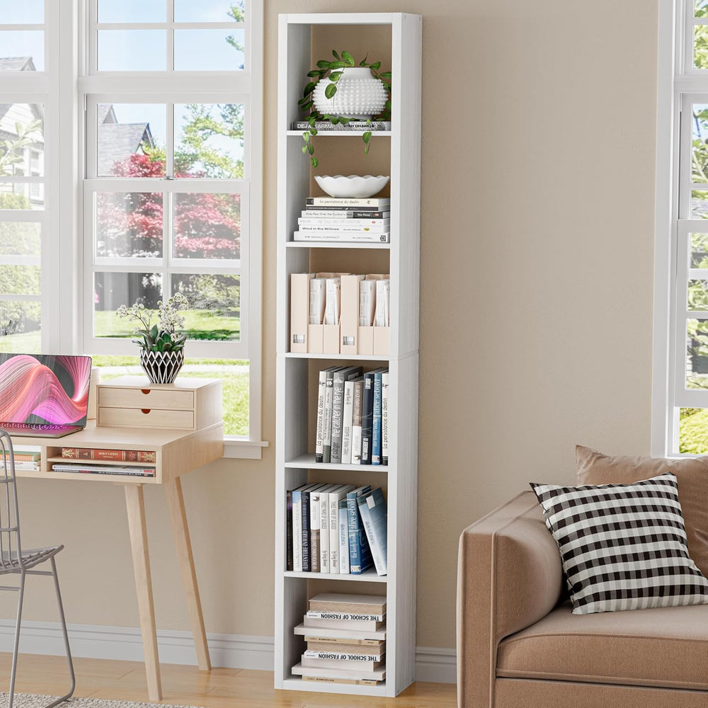 Tall Cube Storage Organizer Bookcase, 6 Tier 11 inch Open Back Cubical Shelf ...