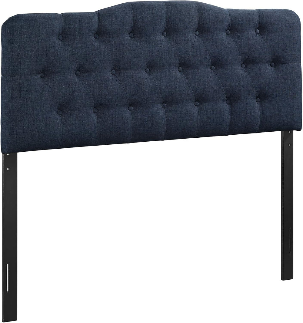 Modern Contemporary Queen Size Fabric Headboard, Blue, Fabric