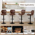 Bar Stools Set of 4, Modern Swivel Counter Height Barstools for Kitchen Island Chairs, Adjustable Fabric Bar Stools with Back for Kitchen Counter Bar, Brown