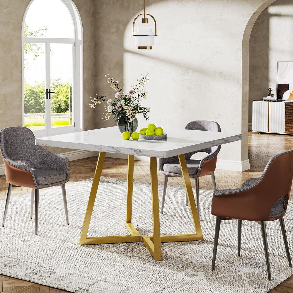 Tribesigns Square Dining Table for 2, 31.5" Modern Dinner Table with Met...
