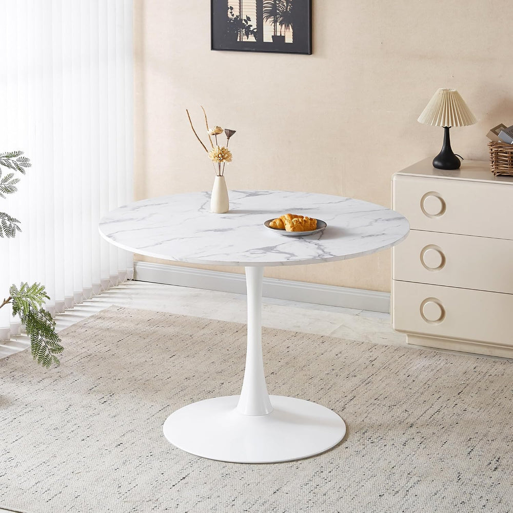 Mid-Century Round Tulip Table, 42" Tulip Dining Table with Sturdy Pedest...