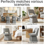 VKNOW Upholstered Swivel Dining Chairs, Modern Dining Room Chairs with Open Back, Chenille Fabric Kitchen Chairs for Dining Room, Living Room, Bedroom, Vanity, Grey(1 Pack)