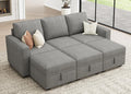 HONBAY Modular Sectional Sleeper Sofa Bed, Pull Out Couch with Storage Ottoman, U Shaped Sectional Couches for Living Room, Warm Grey