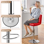 Yaheetech Bar Stools Set of 2, Adjustable PU Leather Swivel Barstools, Modern Counter Stools with Back and Footrest, Counter Height Barstools for Bar, Kitchen, Dining Room, Red